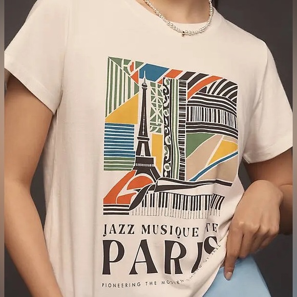 ANTHROPOLOGIE Wild Fever Studio X Paris Graphic T-Shirt Artwork By Edith Kurc M - Picture 2 of 7